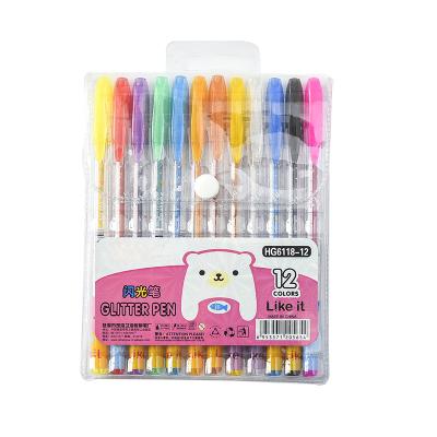 China Office & School Markers Glitter Gel Pens 0.5MM Set of 12 Colors Mini Gel Pen Wholesale Free Neon Samples Glitter Pen for sale