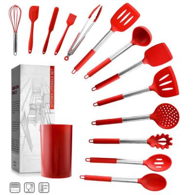 China Best Selling Product Disposable 14 - Piece Stainless Steel Handle Silicone Cooking Utensils Set For Kitchenware for sale