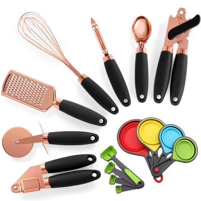 China Stocked Kitchen Accessories 15 Pieces Fruit Vegetable Tools Kitchen Gadgets With Non-slip Handle for sale