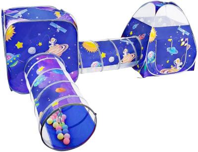 China Sports Toy Rocket 4pc Kids Play Tents Crawling Tunnels, Ball Pit with Basketball Hoop, Pop Up Playhouse for Boys, Girls, Babies, and Toddler for sale