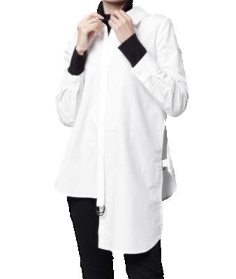 China Lady Irregular Casual Cotton Blouse and Tops Good Quality All-match Anti-shrink Shirts Autumn Spring Womens Long White Long Sleeve for sale