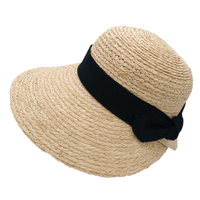 China Nature Wide Brim Folding Straw Trucker Hat For Women Low Price Eco-friendly for sale