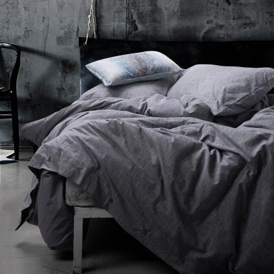 China Sale 100% Cotton Gray Color Strip Design Soft Whole Disposable Comforter Cover Set Adult Duvet Cover Sets for sale