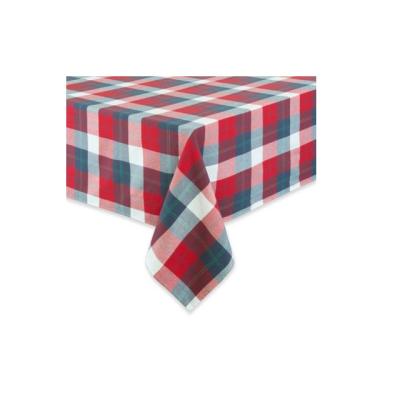 China Cotton Tablecloths CLASSIC Red And Blue Checked Organic Cotton Gots Certified Spandex Tablecloths for sale