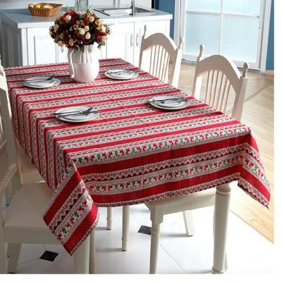 China Gots CLASSIC Organic Cotton Certified Christmas Tree Red Deer Snowflake Printed Table Cloth for sale