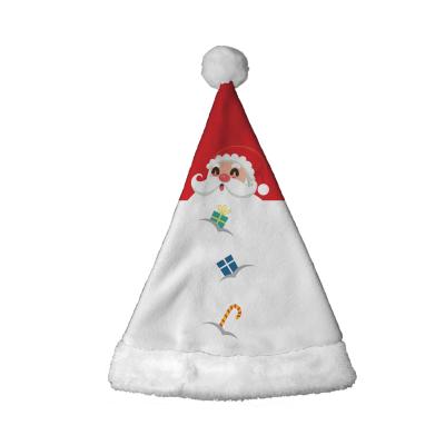 China Cute Christmas Hat Santa Winter Soft Fluffy Hat Santa Laughing Red /white Pattern Christmas Decorations Sales Christmas Home Decor Cartoon Christamas for sale