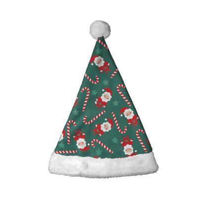 China 2021 Cute Cartoon Christmas Clown Christmas Decorations Christmas Santa Home Decor Green Pattern Custom Soft and Fluffy Christmas Santa Hats for sale