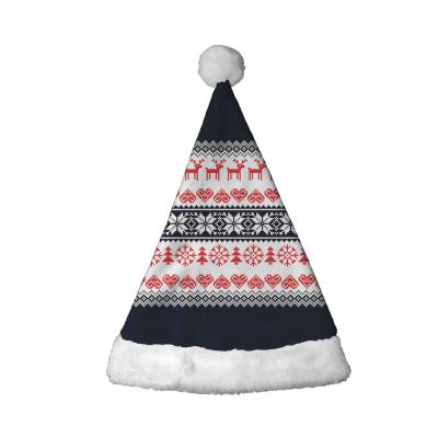 China Matching Santa Sublimation Tto Technology Christmas Hat Christamas Home Decoration Christmas Tree Reindeer Heart Snowflake Pattern Christmas Decorations Hat for sale