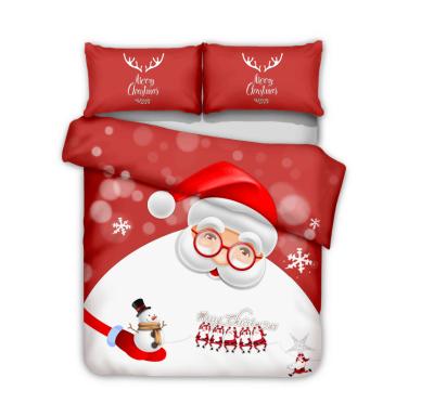 China Santa Claus Gift Foreign Trade 3D Nondisposable Border Christmas Three Piece Bedding Set for sale