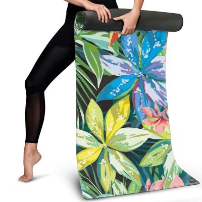 China Yoga Mats Elegant Hawaiian Colorful Flowers Private Label Printing Slim Foldable Yoga Mat High Quality Yoga Mats Women's Private Label Yoga Mats 2mm for sale