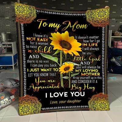 China Christmas Family Anti-Static Gift For Mom Sunflower Printed Soft Blanket For Kids Girls Adults 7 Size Throw Blanket Warm Comfort Couch Sofa for sale