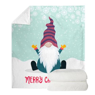 China Merry Christmas Anti-Static Cute Cartoon Gnome With Snow Pattern Christmas Home Decor Bed Size Throw Blanket Large Warm Christmas Blanket for sale