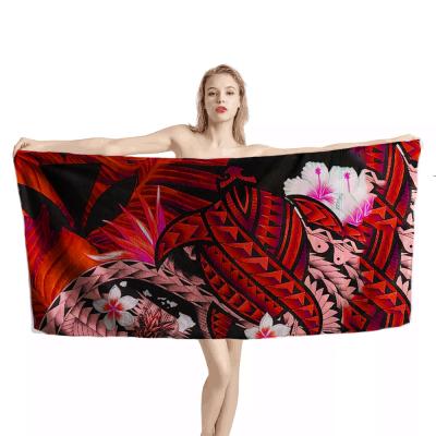 China Compressed Custom Polynesian TattooEco Soft Sublimation Bath Towel Beach Bath Towel Large Size 150*75 cm for sale