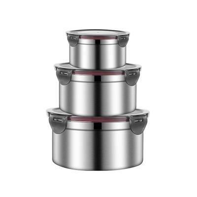 China 3pcs Stainless Steel 304 Food Packaging Container Lunch Box Heatable Safety Food Storage Container Fresh-keeping Box for sale