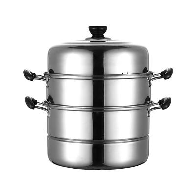 China 28cm Kitchen Pots Stainless Steel Pot Double Layer Food Steamer Viable Multilayer Steamer Pot for sale