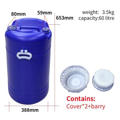 Chine HDPE 60L bleu tambour en plastique de 55 gallons avec l'ODM d'OEM de poignée de Pastic à vendre