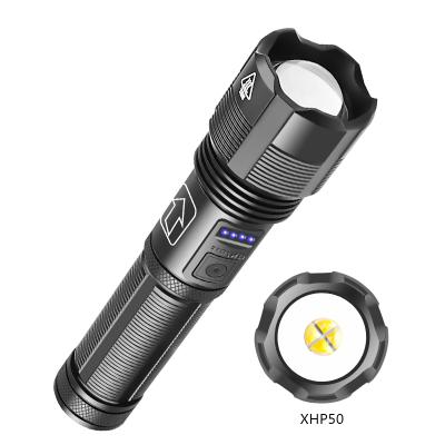 China New Industrial 1500 Lumen USB Charging Beam Long Distance XHP50 Torch High Lumen Tactical Led Flashlights With High Power xhp50 LED for sale