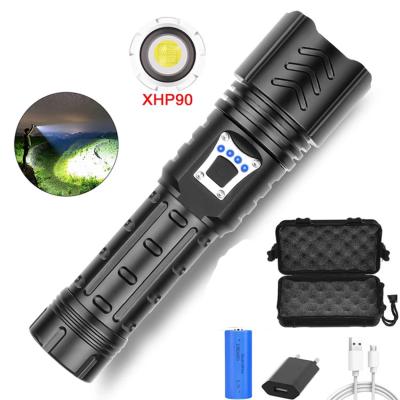 China Waterproof 50000LM XHP90 LED Torch Lanterna Flashlight USB Rechargeable Flashlight Torch Flashlight Tactical Flashlight Hunting Use 26650 for sale