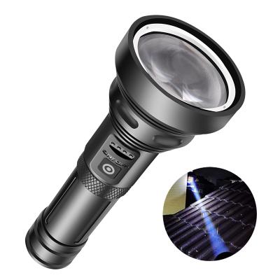 China USB 1500m 10W led +cob 1000lumen usb output 26650/18650 battery waterproof long range flashlight tactical torch for sale