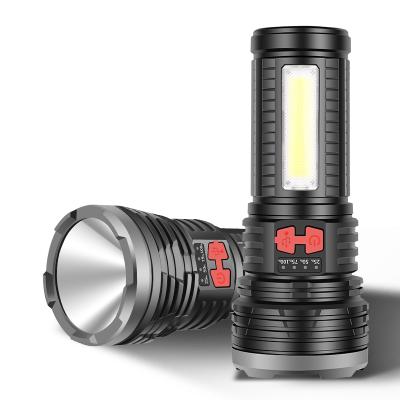 China Rechargeable Outdoor Camping 800M Multifunctional Super Powerful Flashlight Highlight Led Spotlight Battery Display COB Lights Long Range for sale