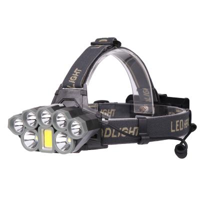 China High Power 10W 5000 Lumen 8 LED Head Lantern Camping COB Led Rechargeable USB Press Switch Headlight for sale