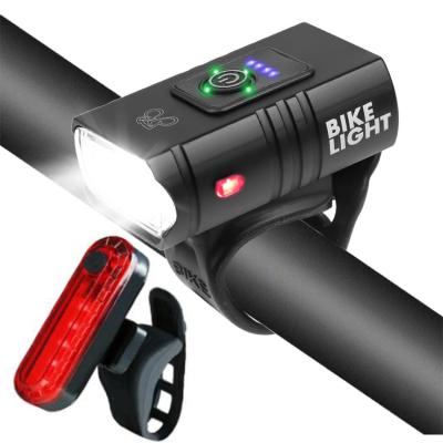 China Alloy Bicycle Front Light Set USB LED Headlight Bike Waterproof Lamp Aluminum Chargeable Rear Light Recycling Flashlight For Cycling for sale