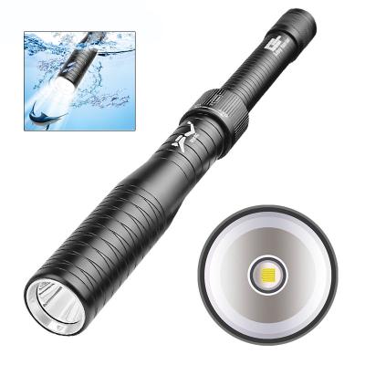 China Highest Powerful IP68 Diving Flashlight Camping Waterproof Professional Diving Light With T6 Rope Non-slip Super Bright For Diver for sale