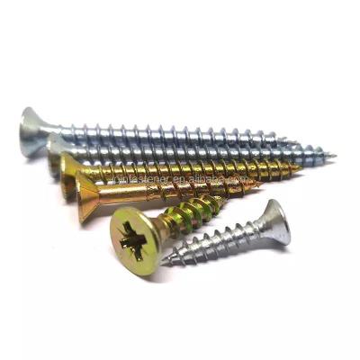 China Flat hot sale pozi drive double countersunk head screw galvanized coated chipboard screw for sale