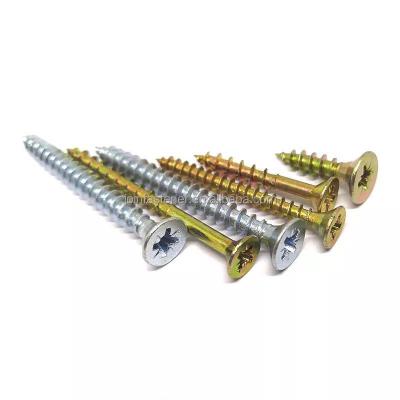 China Countersunk Yellow Zinc Long Construction Screw Double Countersunk Star Wood Screw Torx Chipboard Screw for sale