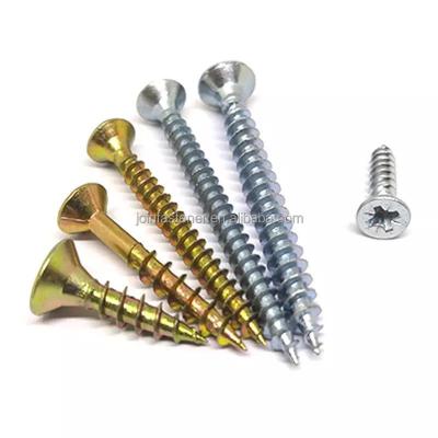 China Pan Factory price JOIN DIN7505 Pan Flat Head Color Zinc Plated Chipboard Screw for sale