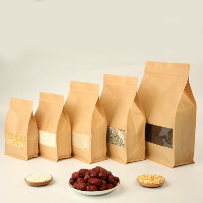 China Brown Recycled Biodegradable Materials Kraft Paper Bags Holding Reusable Ziplock Top Aluminum Foil Inside Teas Coffee Bean Bag Pouch for sale