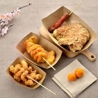 China Biodegradable Disposable Food Tray Container Package Kraft Paper Take Away Midnight Snack Storage Case Lunch Box for sale