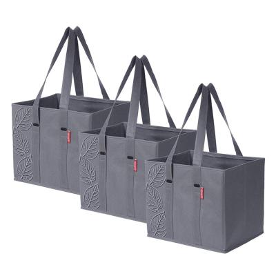 China Handled Cheap Non Woven Reusable Grocery Bags Recycled Foldable Plastic Bottom for sale