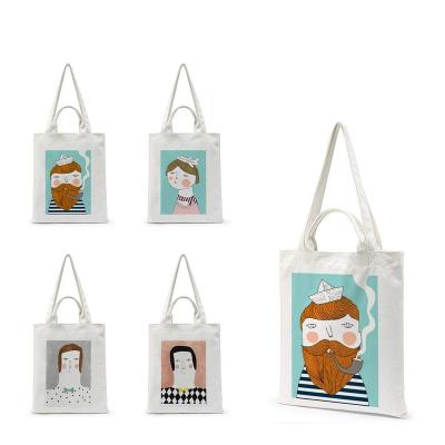 China Handled Customized Printing Cotton Sublimation Tote Bag Plain White Blank for sale