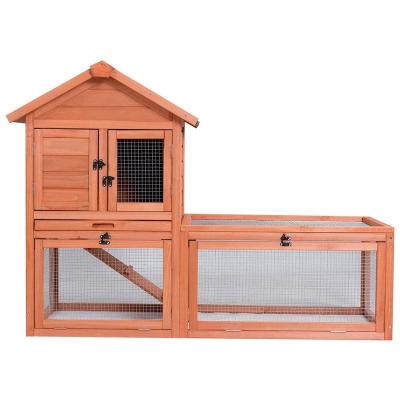 China Custom Wooden Pet House 2 Story Hutch With Raised Floor And Large Liveable Under Run for sale