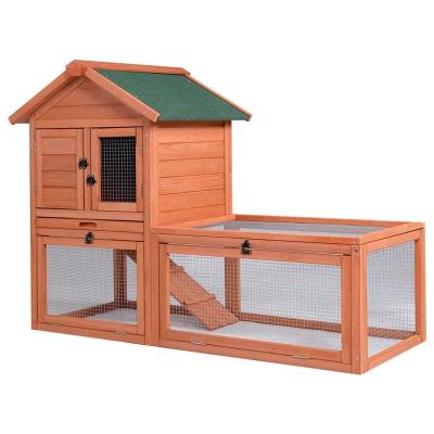 China Wooden Rabbit Hutch Bunny Chicken Coops Viable Pet House Cages with Tray Run Outdoor for sale