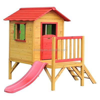 China Children's Playhouse Waterproof Outdoor Playhouse Ect Wooden Children With Slide for sale