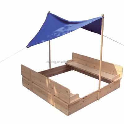 China Garden Play Toys Wooden Sandbox Playground Kids Sandbox With UV Protected Canopy for sale