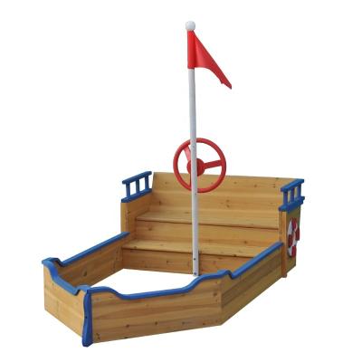 China Outdoor Sport Playground Toys Games Boat Sandbox Wooden Sandbox For Outdoor for sale