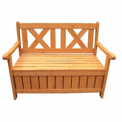 China Garden set luxurious natural wood bench with storage box for sale