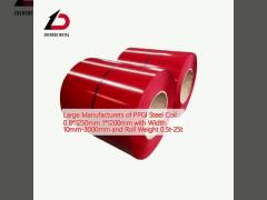 Large Manufacturers of PPGI Steel Coil 0.8*1250mm 1*1200mm with Width 10mm-3000mm and Roll Weight 0.5t-25t