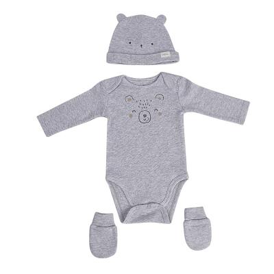 China 100%cotton 180g interlock Factory Direct Supplier Long Sleeves Print Cute Comfortable Baby Hat Set for sale