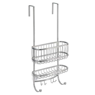 China Home / Restaurant / Hotel Sliver 2 Bathroom Tier Hanging Over Door Shower Caddy With Suction Cup for sale