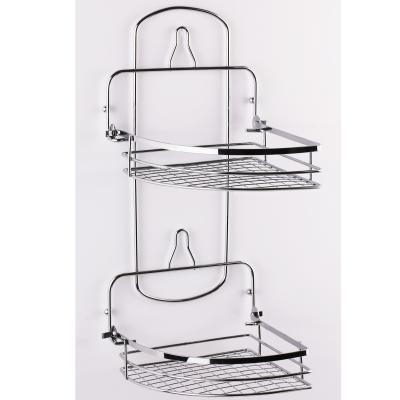 China Modern Bathroom 2 Tier Mesh Corner Shower Trolley With Suction Cup for sale