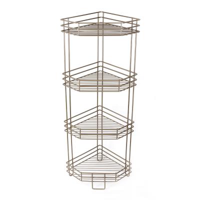 China Hotsale Bathroom 4 Tier Standing Shower Corner Standing Type Caddies Save Space Shelf for sale