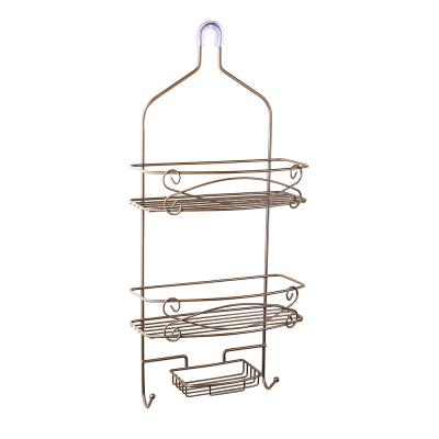 China Wall Mounted Type Good Quality Bathroom 3 Tier Steel Wire Shower Caddy Hanging With Shower Head Or Hooks for sale