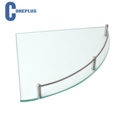 China Kitchen Triangular Single Layer Single Use Toilet Family Bathroom Stainless Steel SUS304 Stainless Steel Glass Shelf for sale