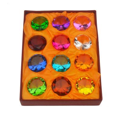 China Holiday decoration & Gift Holiday Decoration & Gift Gift Box Set 12 Beautiful Birthstones Diamond 35mm Glass Paperweight for sale