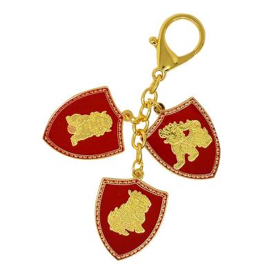 China Metal 3 Celestial Shield Stand Protection Keychain Red Metal for sale