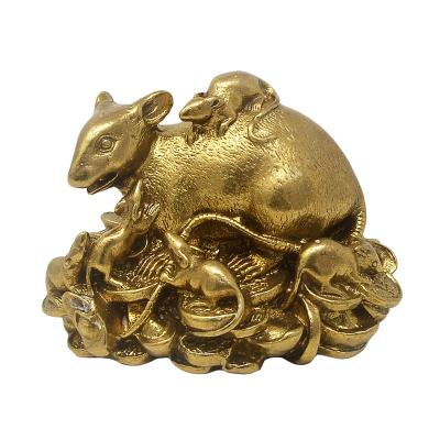 China Silver Coin Home Statue Rat Home Decoration Brass Figurine for sale